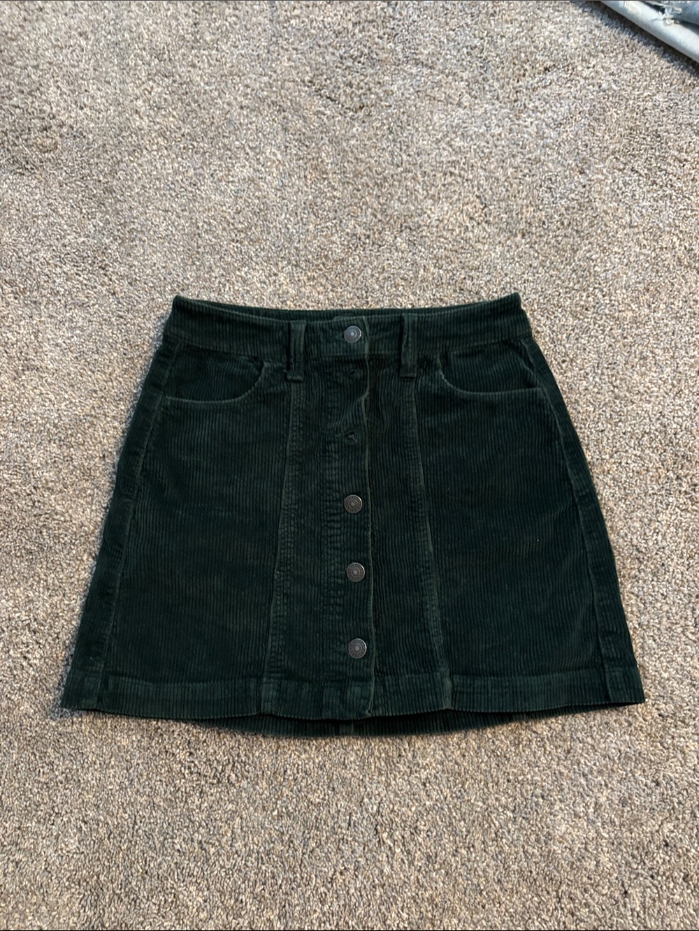 American Eagle Outfitters Dark Green Corduroy Button-Front Mini Skirt